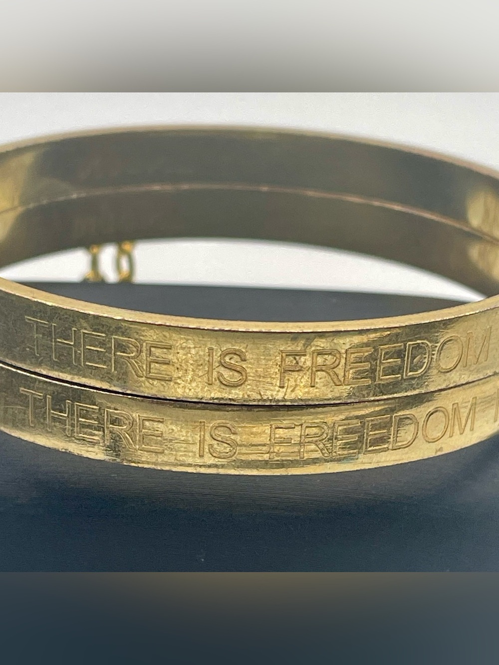 24K Gold Plating over Stainless Steel Stackable Bangles w/ Freedom Quote